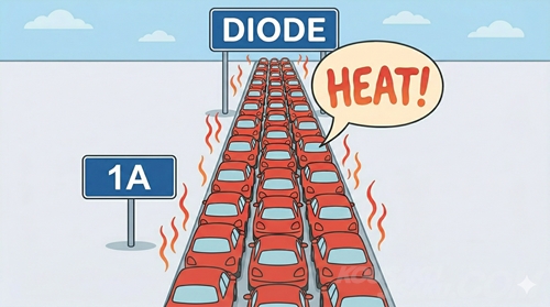 ダイオードが加熱してオーバーヒートする